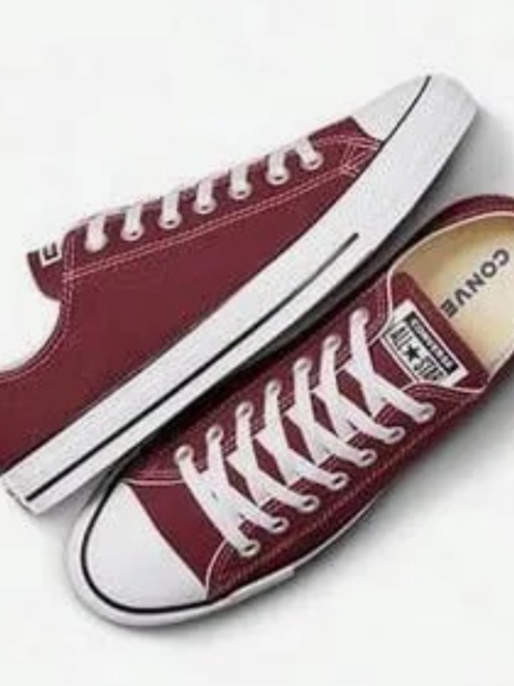 Converse Low Top Sneakers in Maroon and White